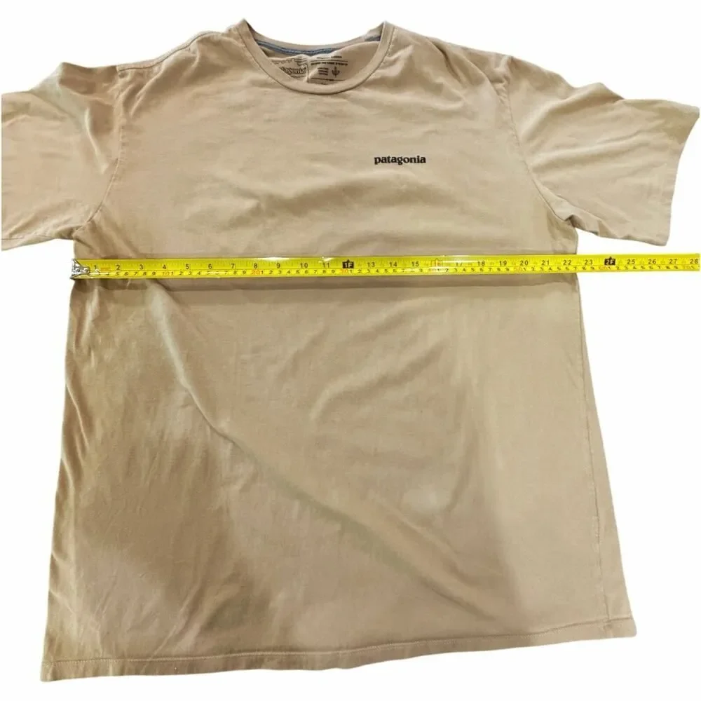Patagonia Mens SZ L Tan P-6 Logo Responsibili-Tee Organic Cotton Crew Neck Shirt - Picture 11 of 14